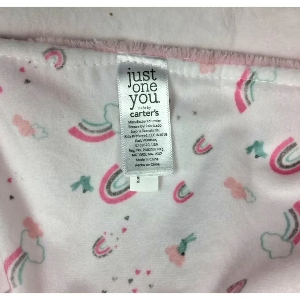 Carter's Just One You Pink Unicorn Baby Security Blanket Rainbow Lovey Girl